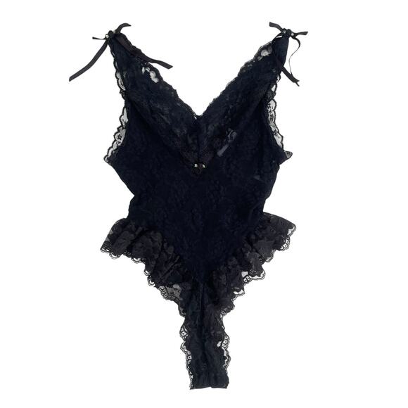 Vintage 80’s 90’s Black Lace Teddy One Piece Bodysuit Lingerie Small Hi-Cut - Picture 8 of 10